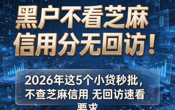 黑户不看芝麻信用分无回访！2026年这5个小贷秒批，不查芝麻信用、无回访速看