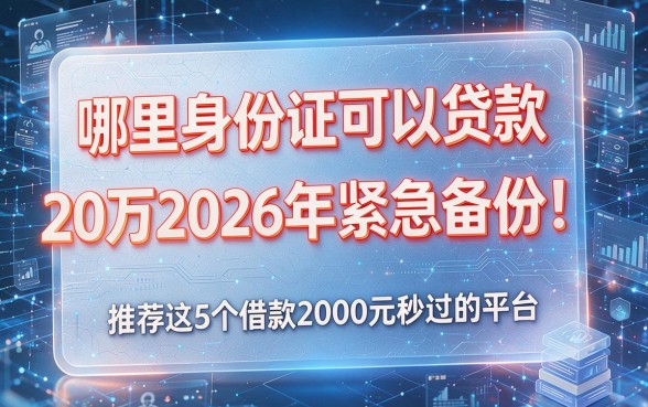 哪里身份证可以贷款20万2026年紧急备份！推荐这5个借款2000元秒过的平台