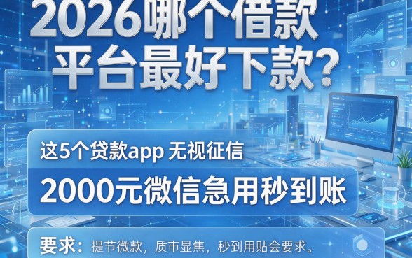 2026哪个借款平台最好下款?这5个贷款app无视征信,2000元微信急用秒到账!