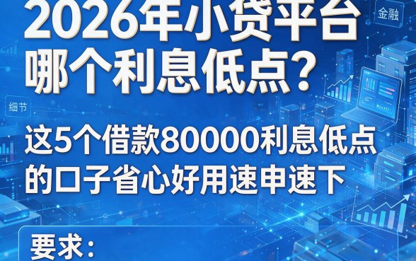 2026年小贷平台哪个利息低点?这5个借款80000利息低点的口子省心好用速申速下
