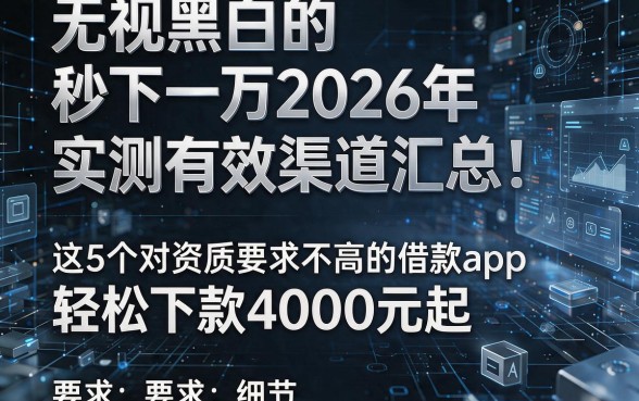 无视黑白的秒下一万2026年实测有效渠道汇总!这5个对资质要求不高的借款app,轻松下款4000元起