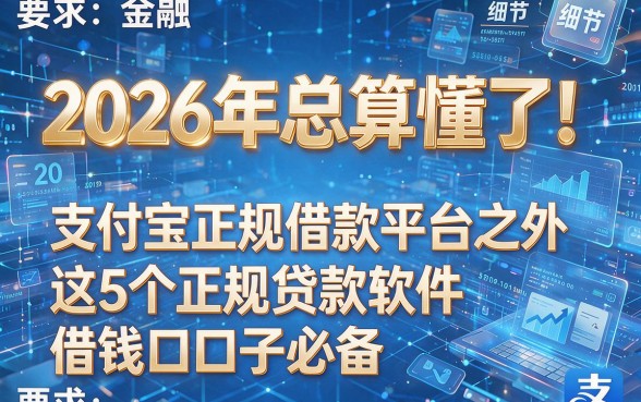 2026年总算懂了!支付宝正规借款平台之外,这5个正规贷款软件借钱口子必备