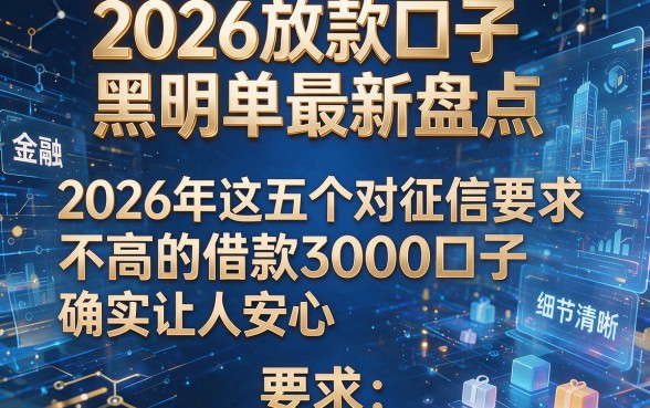 2026放款口子黑明单最新盘点，2026年这五个对征信要求不高的借款3000口子确实让人安心