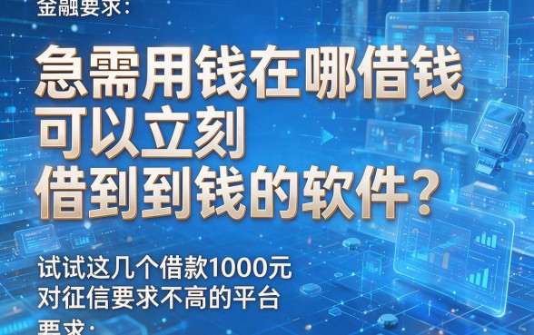 急需用钱在哪借钱可以立刻借到钱的软件?试试这几个借款1000元对征信要求不高的平台