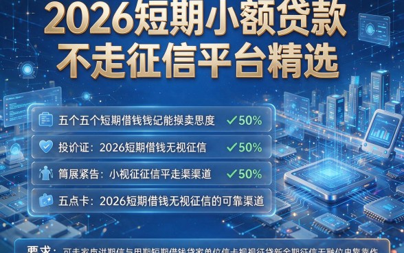 2026短期小额贷款不走征信平台精选,盘点五个2026短期借钱无视征信的可靠渠道