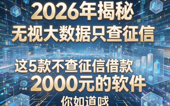 2026年揭秘：无视大数据只查征信，这5款不查征信借款2000元的软件你知道吗？