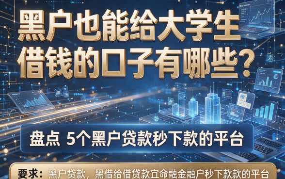 黑户也能给大学生借钱的口子有哪些？盘点5个黑户贷款秒下款的平台