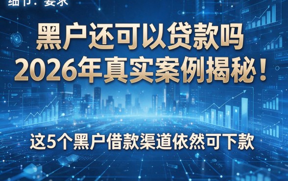 黑户还可以贷款吗2026年真实案例揭秘!这5个黑户借款渠道依然可下款