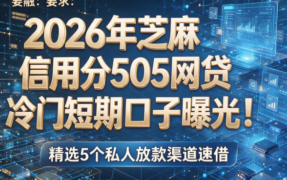 2026年芝麻信用分505网贷冷门短期口子曝光！精选5个私人放款渠道速借