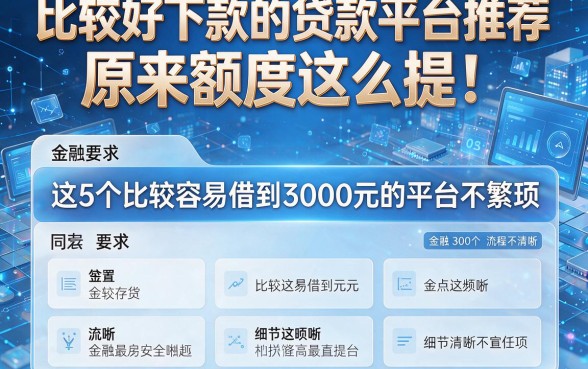 比较好下款的贷款平台推荐原来额度这么提!这5个比较容易借到3000元的平台流程不繁琐