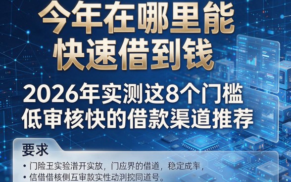今年在哪里能快速借到钱,2026年实测这8个门槛低审核快的借款渠道推荐