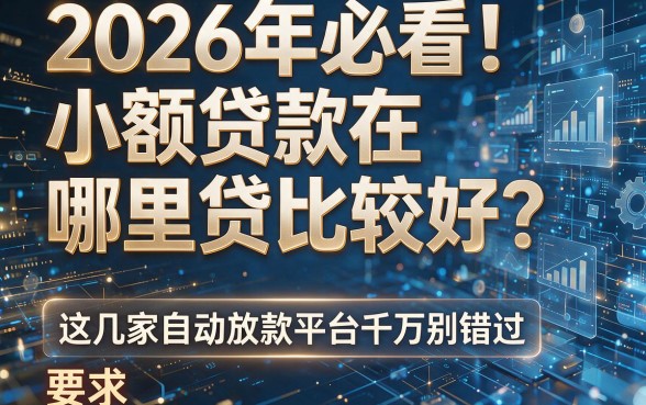 2026年必看!小额贷款在哪里贷比较好?这几家自动放款平台千万别错过