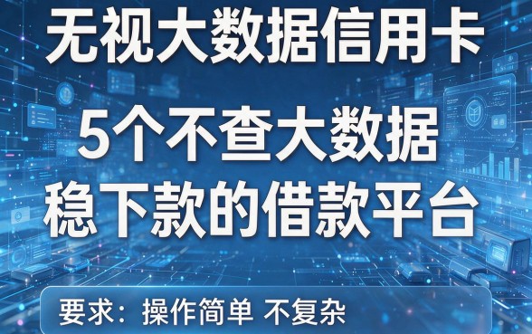 无视大数据信用卡：5个不查大数据、稳下款的借款平台，操作简单不复杂