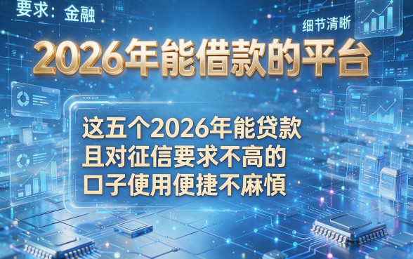 2026年能借款的平台，这五个2026年能贷款且对征信要求不高的口子使用便捷不麻烦