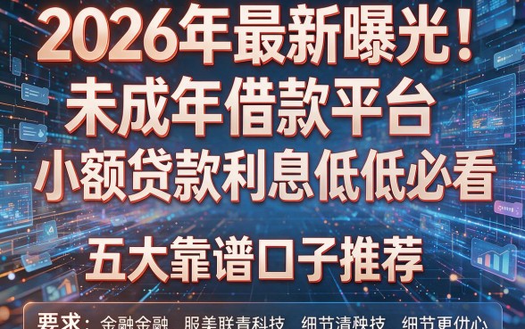 2026年最新曝光!未成年借款平台小额贷款利息低低必看五大靠谱口子推荐!