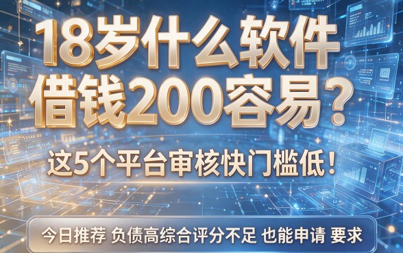 18岁什么软件借钱200容易？这5个平台审核快门槛低！今日推荐负债高综合评分不足也能申请