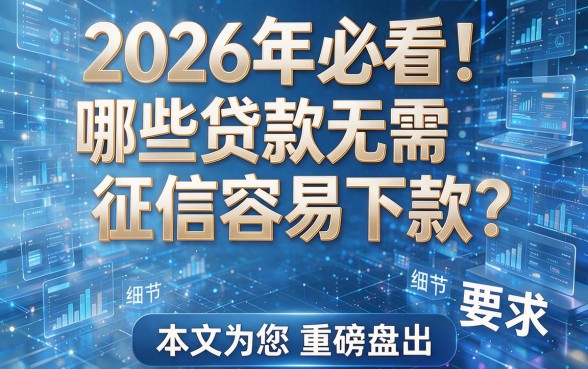 2026年必看!哪些贷款无需征信容易下款?本文为您重磅盘点!