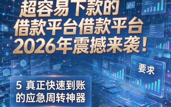 超容易下款的借款平台2026年震撼来袭!为您揭秘5个真正快速到账的应急周转神器