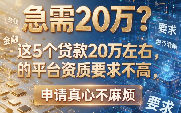 急需20万？这5个贷款20万左右的平台资质要求不高，申请真心不麻烦