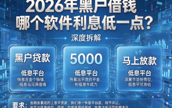 2026年黑户借钱哪个软件利息低一点?深度拆解5个黑户贷款5000马上放款的低息平台