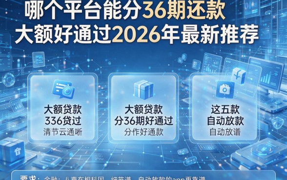 哪个平台能分36期还款大额好通过2026年最新推荐,这五款大额贷款分36期好通过自动放款的app更靠谱