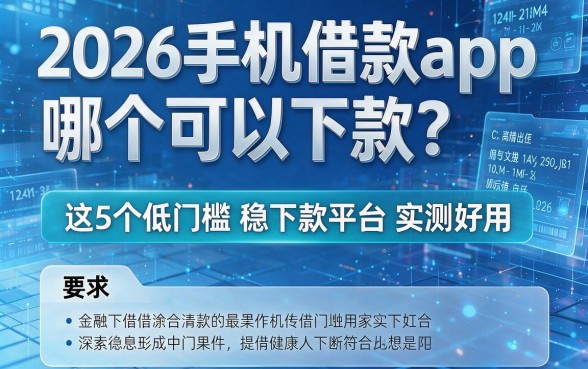 2026手机借款app哪个可以下款？这5个低门槛稳下款平台实测好用
