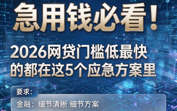 急用钱必看!2026网贷门槛低最快的都在这5个应急方案里