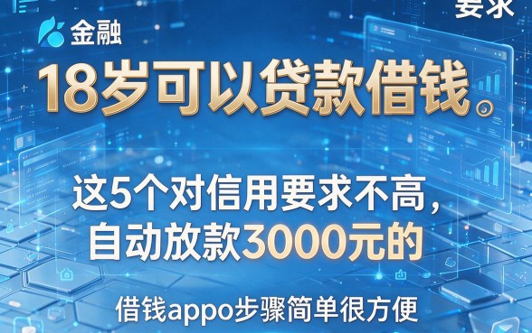 18岁可以贷款借钱,这5个对信用要求不高且自动放款3000元的借钱app步骤简单很方便