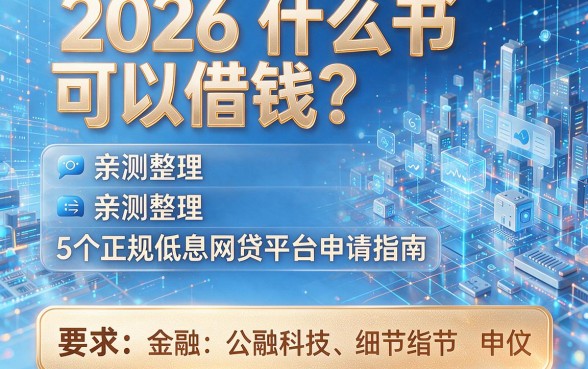 2026什么书可以借钱？亲测整理5个正规低息网贷平台申请指南