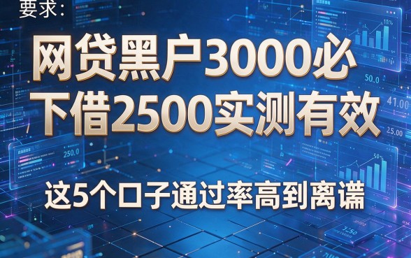 网贷黑户3000必下借2500实测有效,这5个口子通过率高到离谱