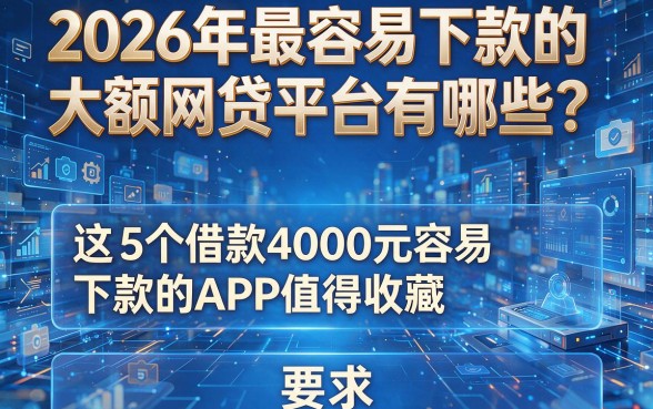 2026年最容易下款的大额网贷平台有哪些？这5个借款4000元容易下款的APP值得收藏