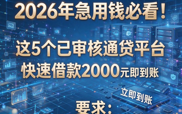 2026年急用钱必看！这5个已审核通过的网贷平台，快速借款2000元立即到账