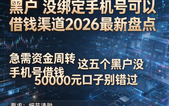 黑户没绑定手机号可以借钱渠道2026最新盘点，急需资金周转这五个黑户没手机号借钱50000元口子别错过