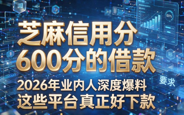 芝麻信用分600分的借款:2026年业内人深度爆料,这些平台真正好下款!