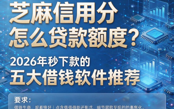 芝麻信用分怎么贷款额度?2026年秒下款的五大借钱软件推荐!