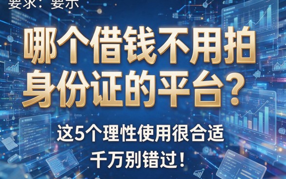 哪个借钱不用拍身份证的平台？这5个理性使用很合适，千万别错过！