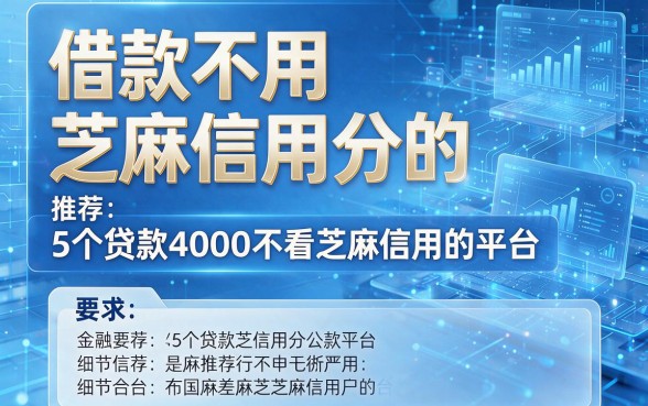 借款不用芝麻信用分的,推荐5个贷款4000不看芝麻信用的平台