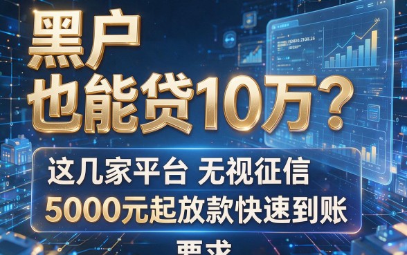 黑户也能贷10万？这几家平台无视征信，5000元起放款快速到账