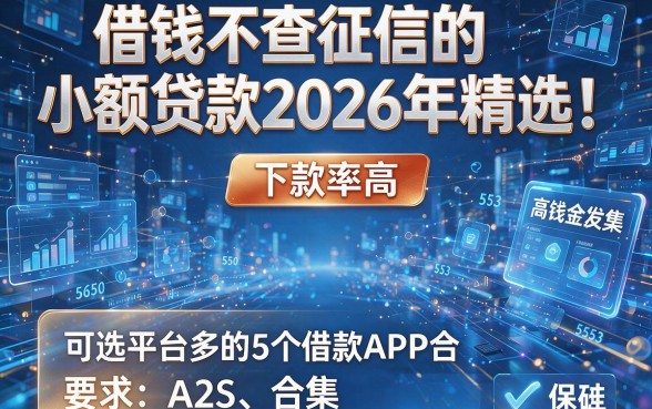 借钱不查征信的小额贷款2026年精选！下款率高且可选平台多的5个借款APP合集