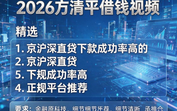 2026方清平借钱视频,精选5个京沪深直贷下款成功率高的正规平台推荐