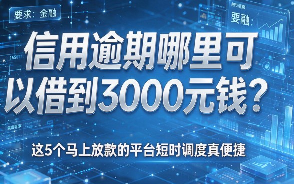 信用逾期哪里可以借到3000元钱?这5个马上放款的平台短时调度真便捷
