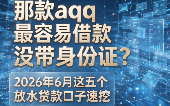 那款aqq最容易借款没带身份证？2026年6月这五个放水贷款口子速挖