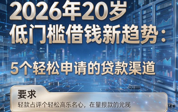 2026年20岁低门槛借钱新趋势:揭秘5个轻松申请的贷款渠道