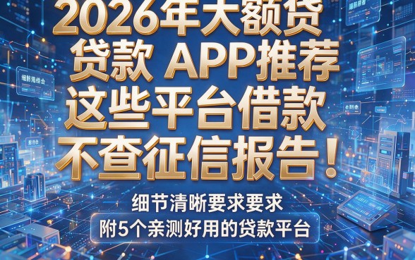 2026年大额贷款APP推荐：这些平台借款不查征信报告！附5个亲测好用的贷款平台