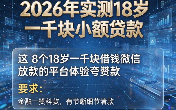 2026年实测18岁一千块小额贷款，这8个18岁一千块借钱微信放款的平台体验夸赞款