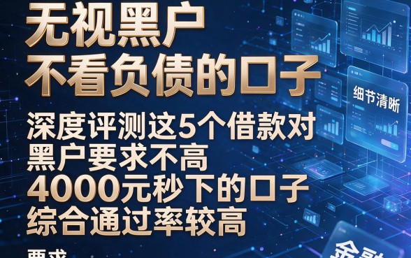 无视黑户不看负债的口子,深度评测这5个借款对黑户要求不高4000元秒下的口子综合通过率较高