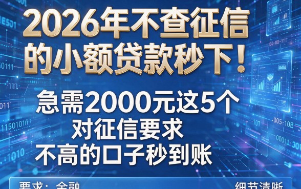 2026年不查征信的小额贷款秒下!急需2000元这5个对征信要求不高的口子秒到账