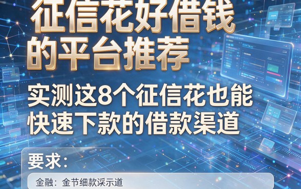 征信花好借钱的平台推荐,实测这8个征信花也能快速下款的借款渠道