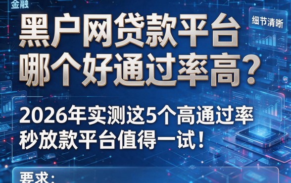 黑户网贷款平台哪个好通过率高？2026年实测这5个高通过率秒放款平台值得一试！