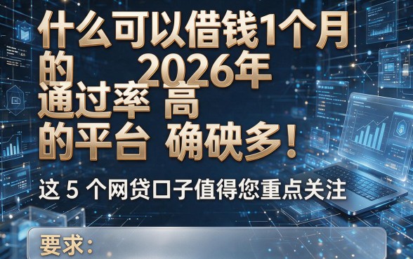 什么可以借钱1个月的2026年通过率高的平台确实多!这5个网贷口子值得您重点关注!